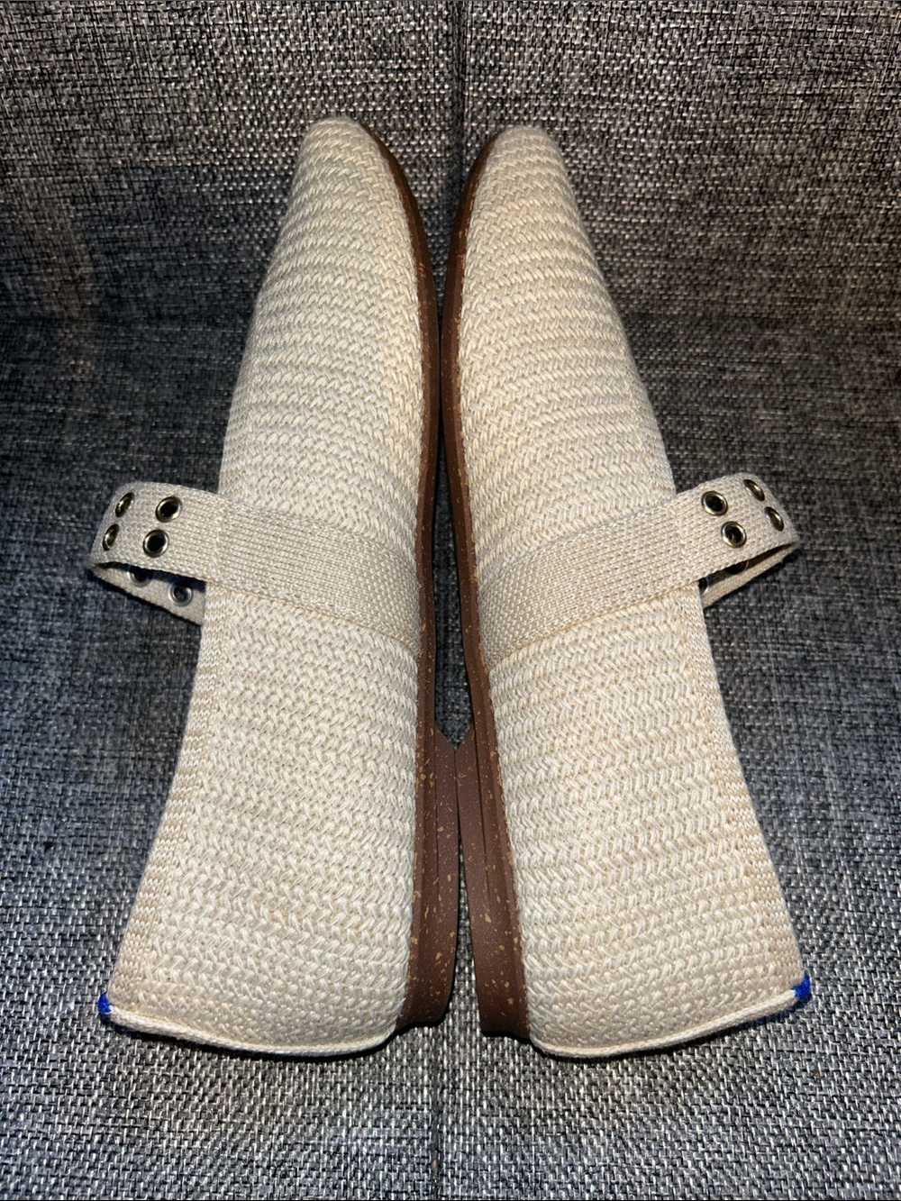 NEW - Rothy's MAX BUCKLE Cream Woven Mary Jane Flats with Grommet Strap - Picture 6 of 8